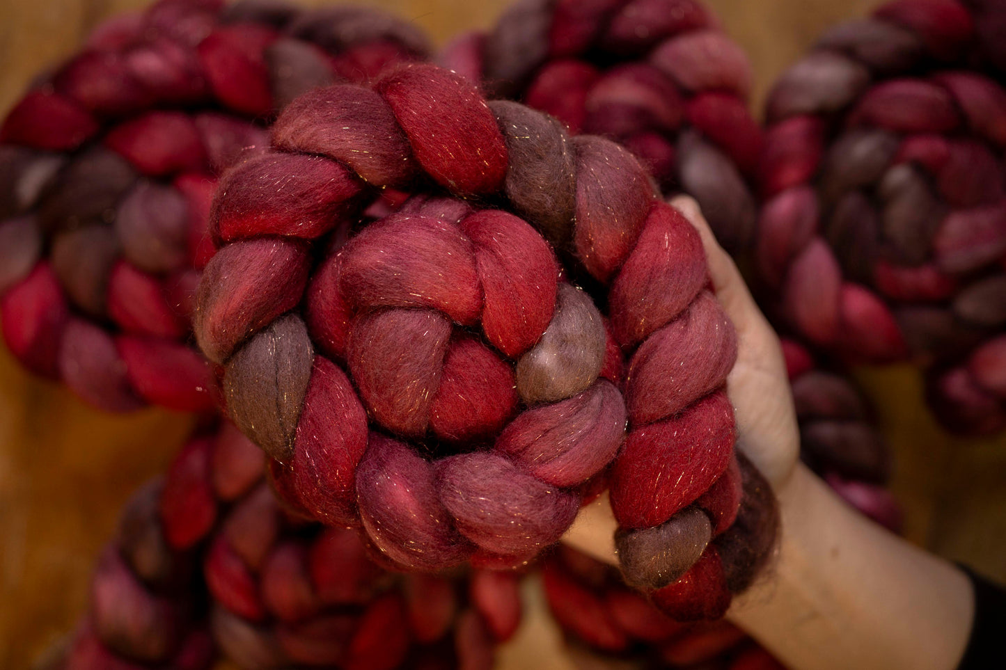 Little red velvet cloak - Sparkle Polwarth Fibre